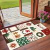 Noel Baskılı Kare Alan Halısı Yumuşak Kaymaz Zemin Halısı Yatak Odası İçin Tatil Hediyesi