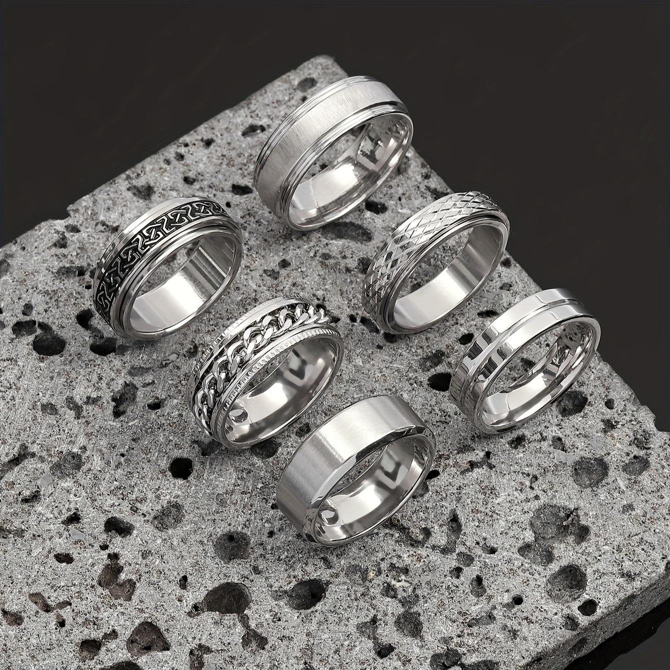 

Patterned Matte Chain Rotatable Men s Titanium Steel Ring Set Punk Style Stainless Steel Jewelry Factory 11No.