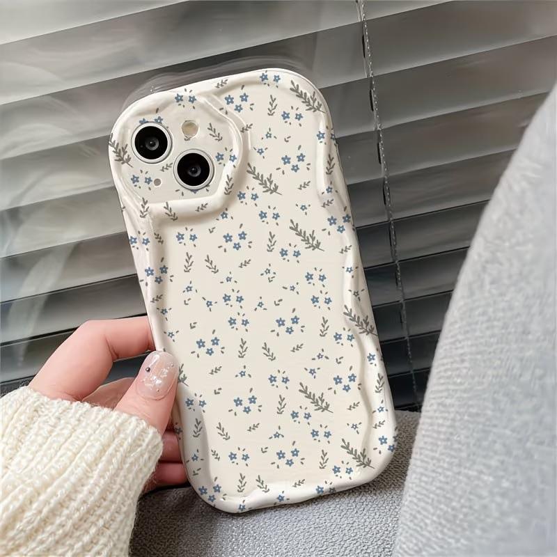 Cute Flower Leaves Wave Phone Case for IPhone 17 16 15 11 12 13 14 Pro Max for fPhone 14 15 16 Plus 16e 17e Shockproof Cover