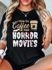 Women's Halloween I Run On Coffee And Horror Movies Trick Or Treat Graphic Tees