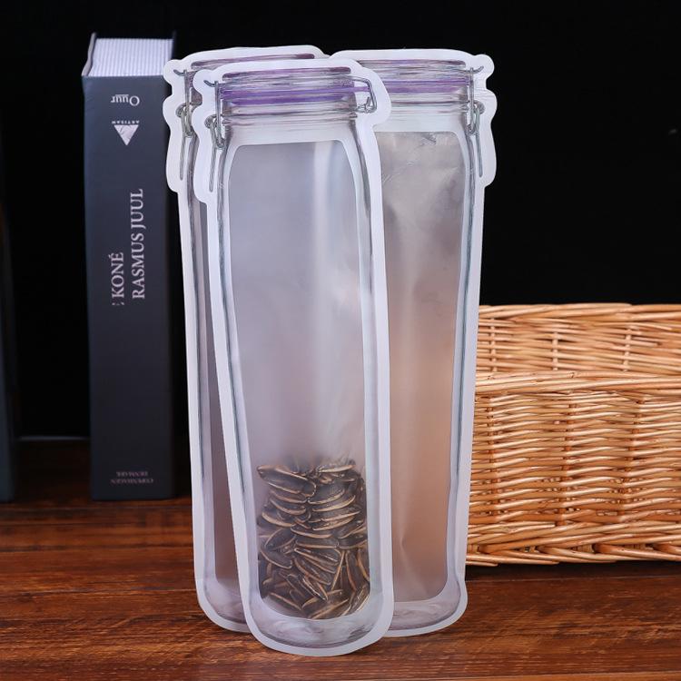 Reusable Mason Jar Bottles Bags Nuts Candy Cookies Bag Waterproof Seal Fresh Food Storage Bag Snacks Sandwich Zip Lock Bags
