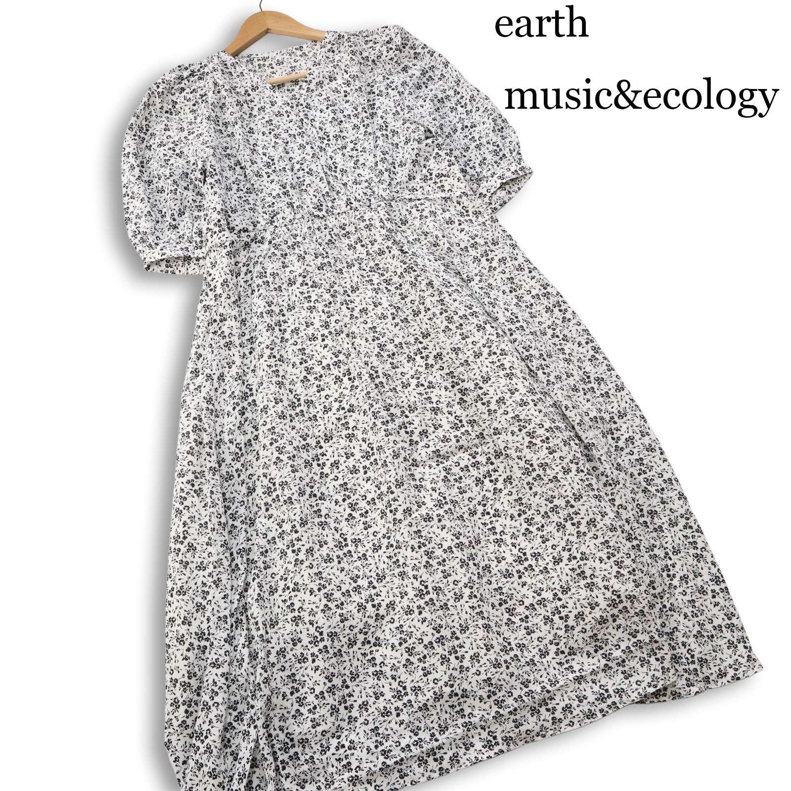 [New, unused] earth music&ecology Earth Music & Ecology Spring/Summer Floral Pattern Allover Pattern Dress Sz.F Women s Black
