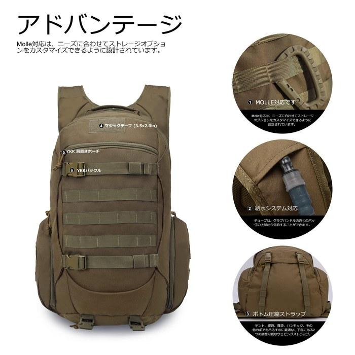 [Mardingtop] Military Backpack Tactical Bag 35L Molle Compatible Waterproof Hiking Rucksack Camping Backpack Khaki 31x52x26cm