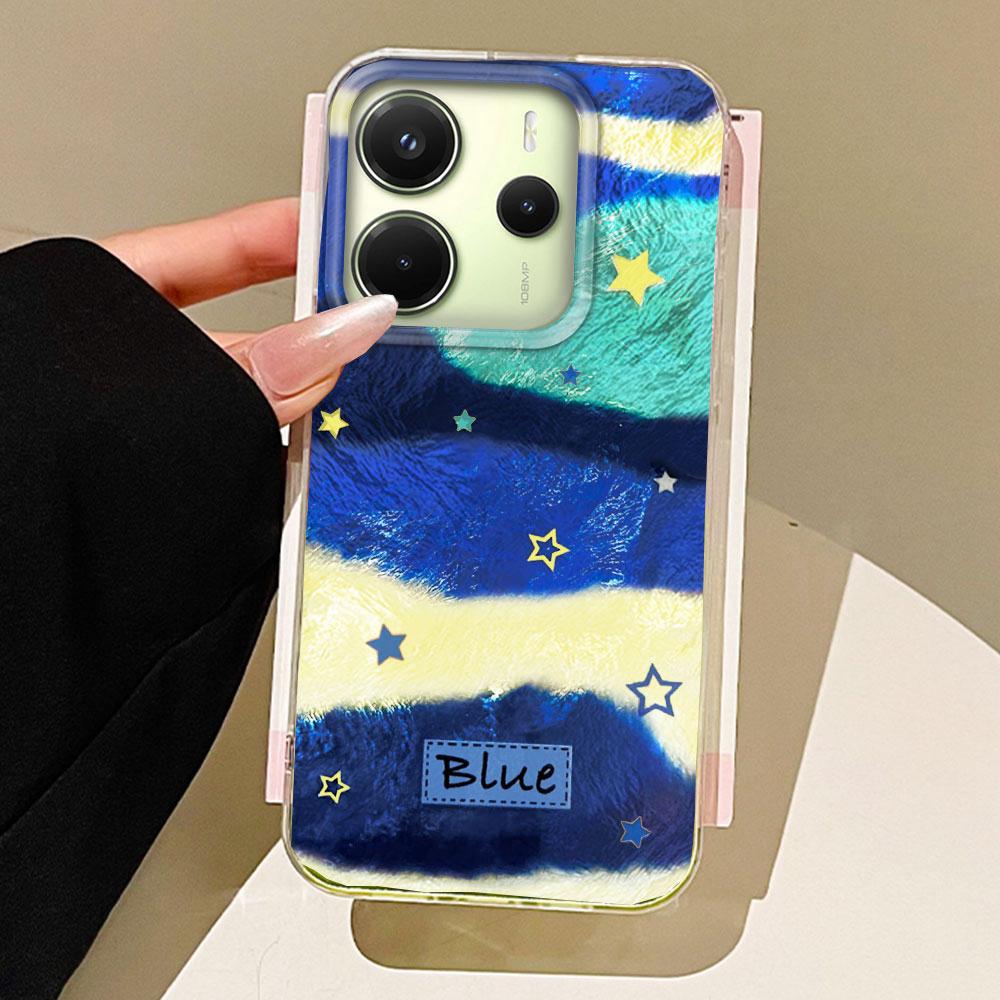 

Ретро Синий Градиент Звезда Женский Чехол для Телефона для Xiaomi Redmi 13C 14C A5 A3 A4 A3X A1 Note 14 13 12 11 11S 10 9 Pro 9C Обложка Redmi Note 13 Pro 4G белый