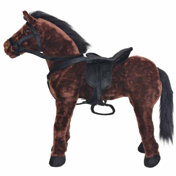 VidaXL Jouet en peluche Cheval Marron foncé XXL 91327