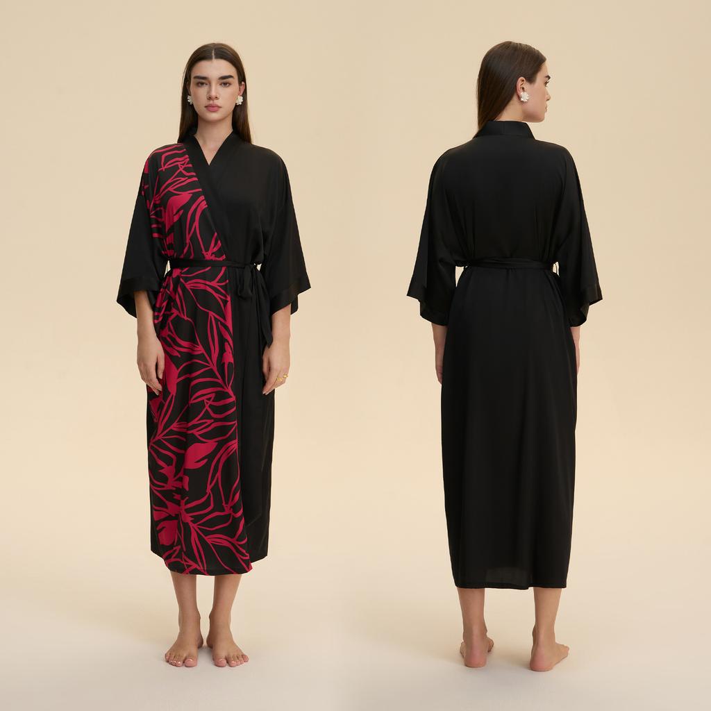 Silk Robes for Women V Neck Satin Bathrobe Long Robe Lightweight Sexy Sleepwear Kimono Robe Women's Cover Up Long Sleepwear Bathrobe Bachelorette Robe