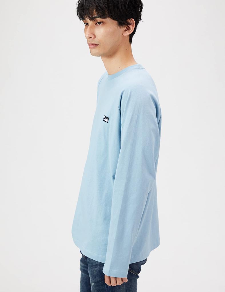 Lee Offizielles Box-Logo Rückenaufdruck Langarm Blau Klein T-Shirt, Herren, LT3027-147, Grau,