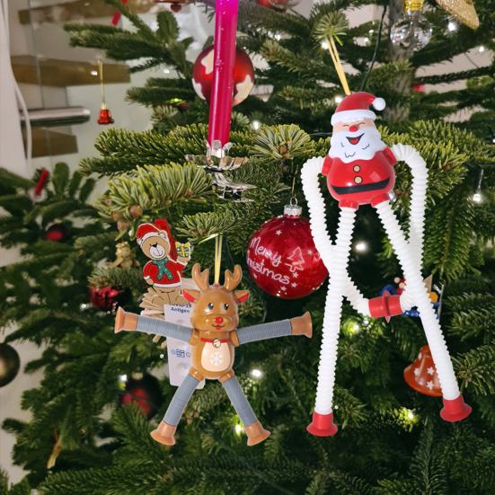 Tubi Pop di Natale Riempitivi per Calze per Bambini Piccoli Bambini Giocattolo Telescopico con Ventosa Babbo Natale/Renna Tubi Fidget Giocattolo Sensoriale per Bambine Bambini