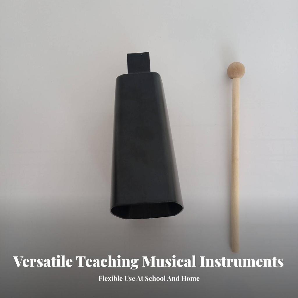 Cowbell with Mallet Rectangular Handle Hand Tapered Percussion Instrument