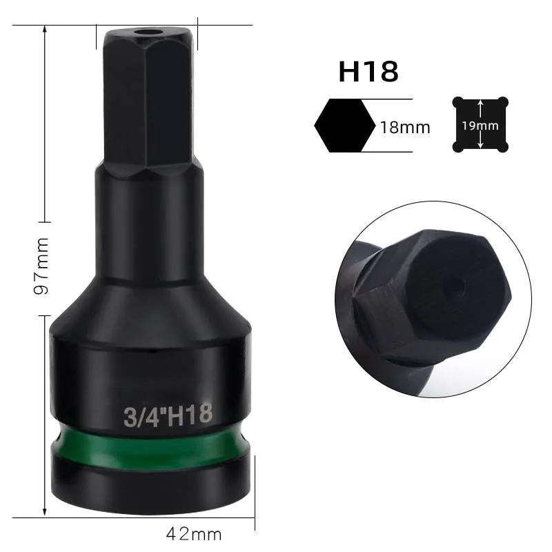 Zeskant Bit Socket Adapter T25H10-H36 voor 3/4 Inch Aandrijving Voor Slagmoersleutel met Verhoogde Sterkte door Geïntegreerde Constructie
