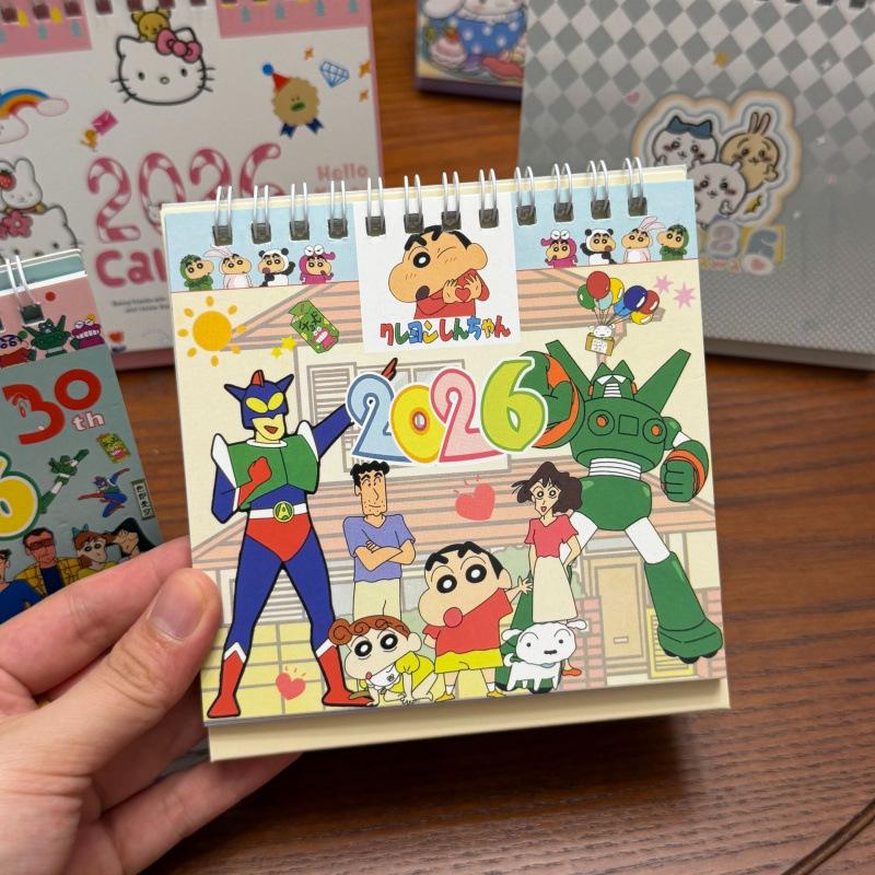 2026 Crayon Shin-chan Desktop Calendar with Cute Cartoon Stickers 12*15.5 cm