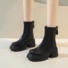 Fashion 2025 New Thick Bottom Ankle Boots for Women Spring Autumn Fashion Women's Shoes Chunky High Heels Round Head Short Boots