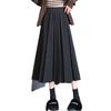 Chic Winter Wool Pleated A-Line Midi Skirt - Plus Size, Age-Reducing, Solid Color