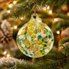 Transparent Glass Bauble with Hanging Rope Hand-Blown Round Disc Ornament, Christmas Tree Decoration Unique Patterned Ornament Hemp for Outdoor Indoor