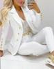 Autumn/Winter Women's Solid Color Gold Button Suit Set