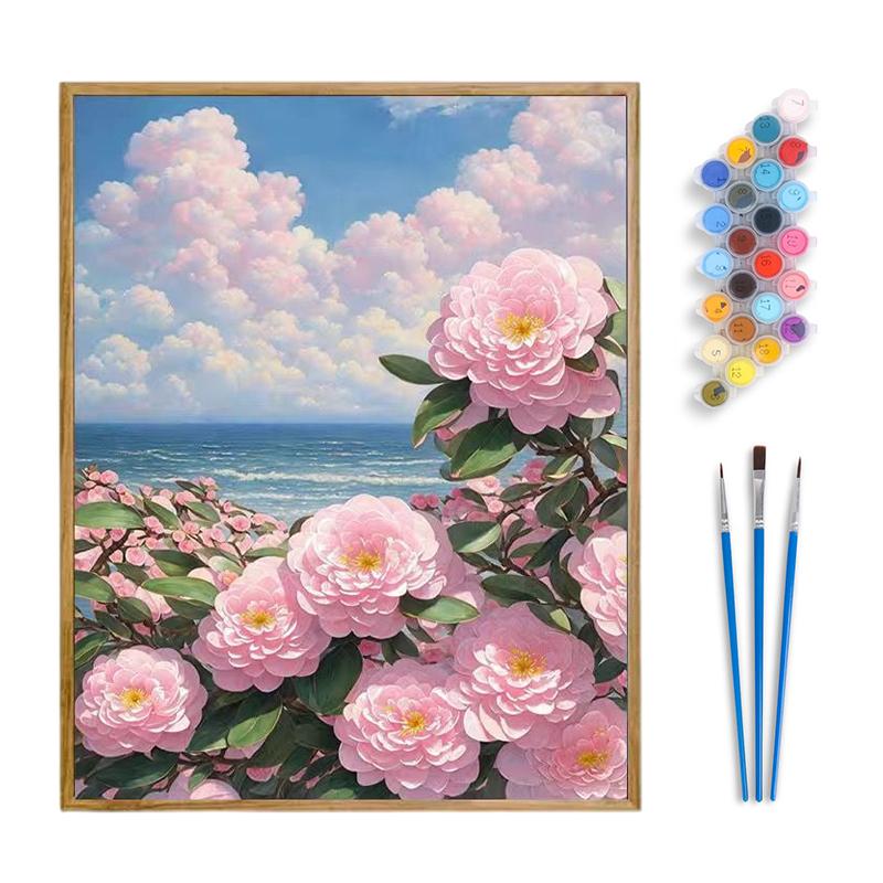 Framed Paint By Numbers Kit For Adults Beginner & Kids Ages 8-12, Easy Flower Paint By Numbers With Frame