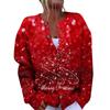 Women's Fashion Christmas Printed Long Sleeve Knitted Cardigan Button Down Jacket