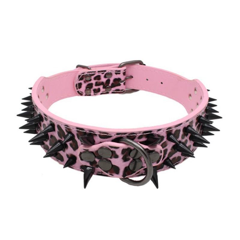 Studded Dog Collar With Rivet Decor PU Leather Medium Large Dogs Adjustable Anti-Chew Neckband