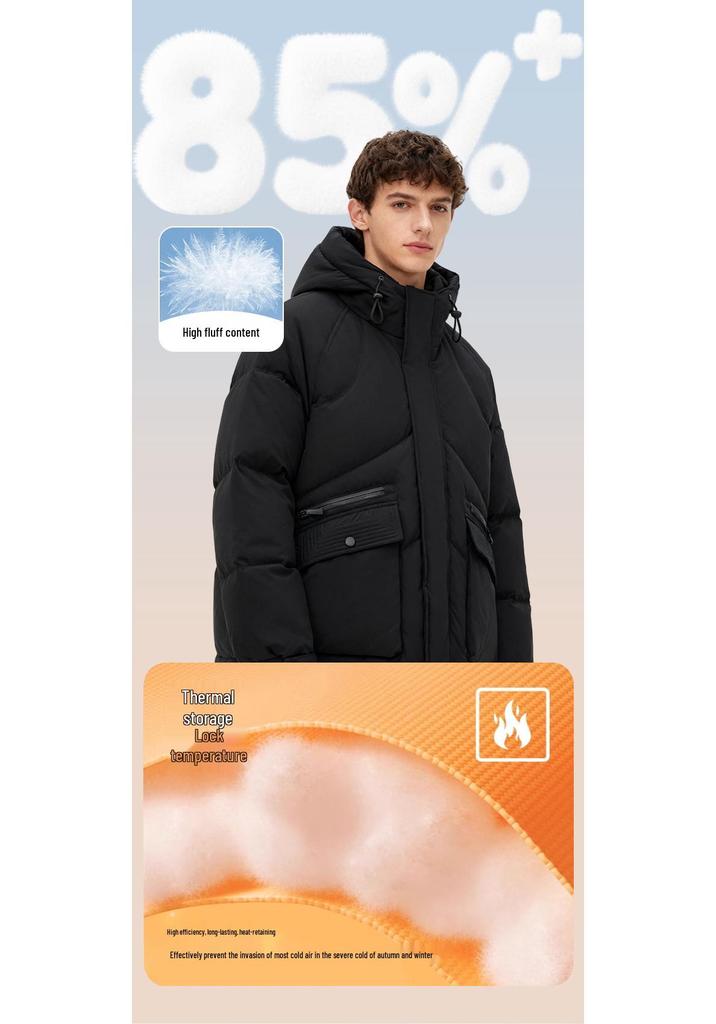 Men's Unisex Hooded White Duck Down Jacket - Casual Style, Cold Protection