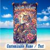 Cat Theme Beach Towel Personalized Custom Name & Text Soft Quick Dry Beach Towel for Swimming Travel