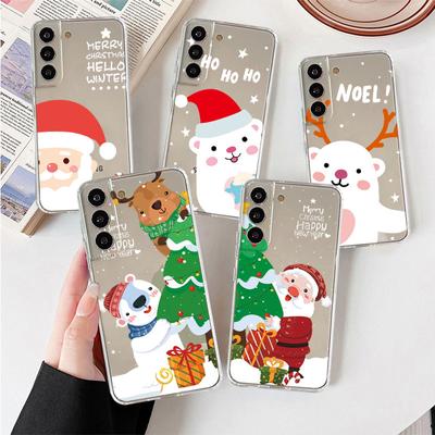 Funda Transparente Para Samsung Galaxy S22 S20 FE S21 Plus S10 Lite S9 S8 S10e Note 20 Ultra 10 Lite 9 8 Cubierta de Teléfono Muñeco de Nieve Navidad