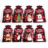 Merry Christmas Reusable Gift Bags, Made of Cotton and Linen, 8 Pieces.