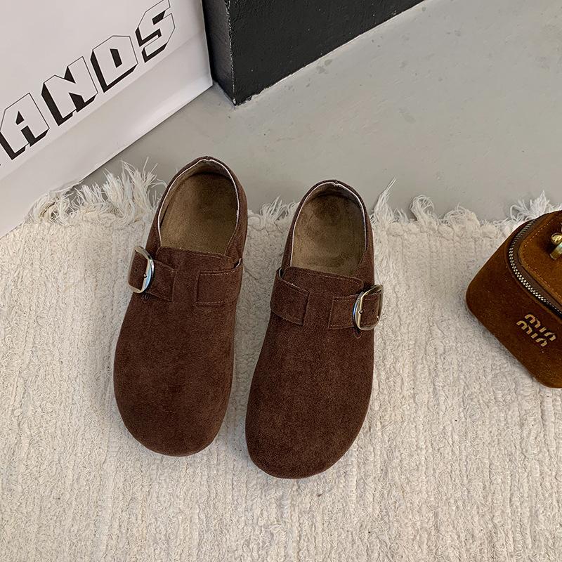 

2025 осень новые туфли Мэри Джейн на плоской подошве для маленьких мужчин с увеличением внутренней высоты модные легкие с открытым носком и круглым носком повседневные одинарные туфли женские 40 темно-коричневого