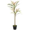 90 Cm Artificial Cordyline Tree In Moss Effect Pot, Realistic PEVA Faux Plant, Yellow