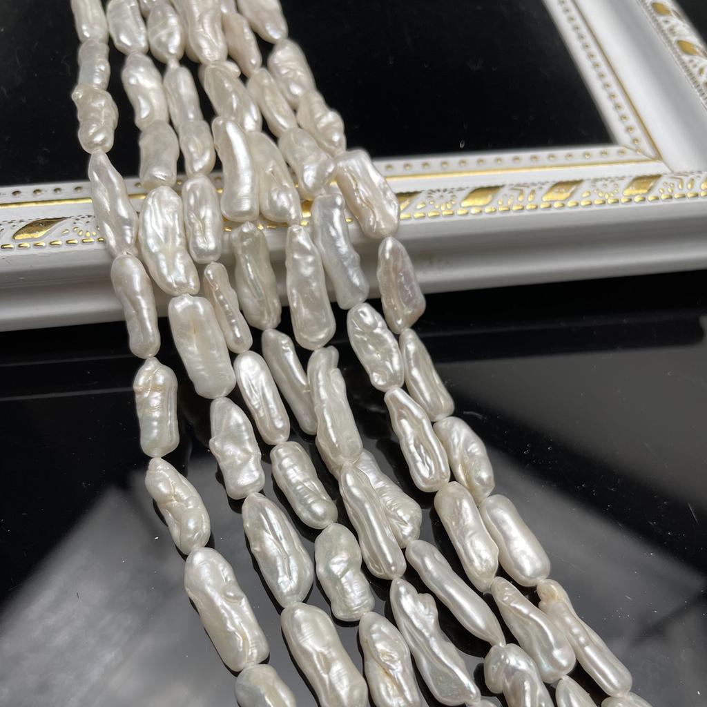 1Strand Natural Freshwater White Biwa Stick Pearl Beads 7x18-8x20mm 36cm Full Drilled Baroque Pearl Strand For Dangle Necklace Jewelry Making