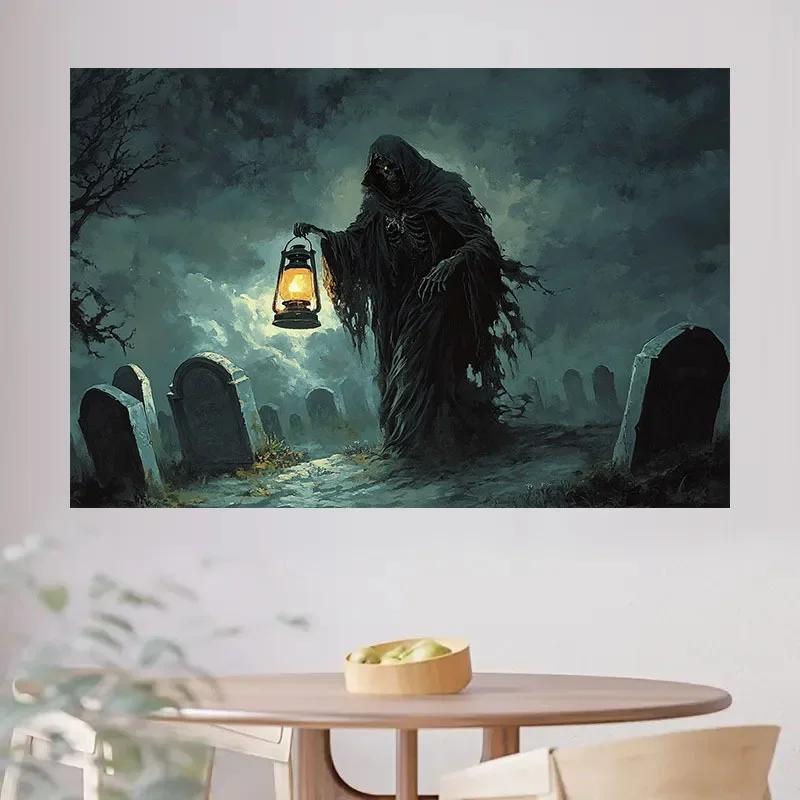 1 piece of Halloween horror-themed backdrop - featuring skull and tombstone designs, suitable for various party sizes