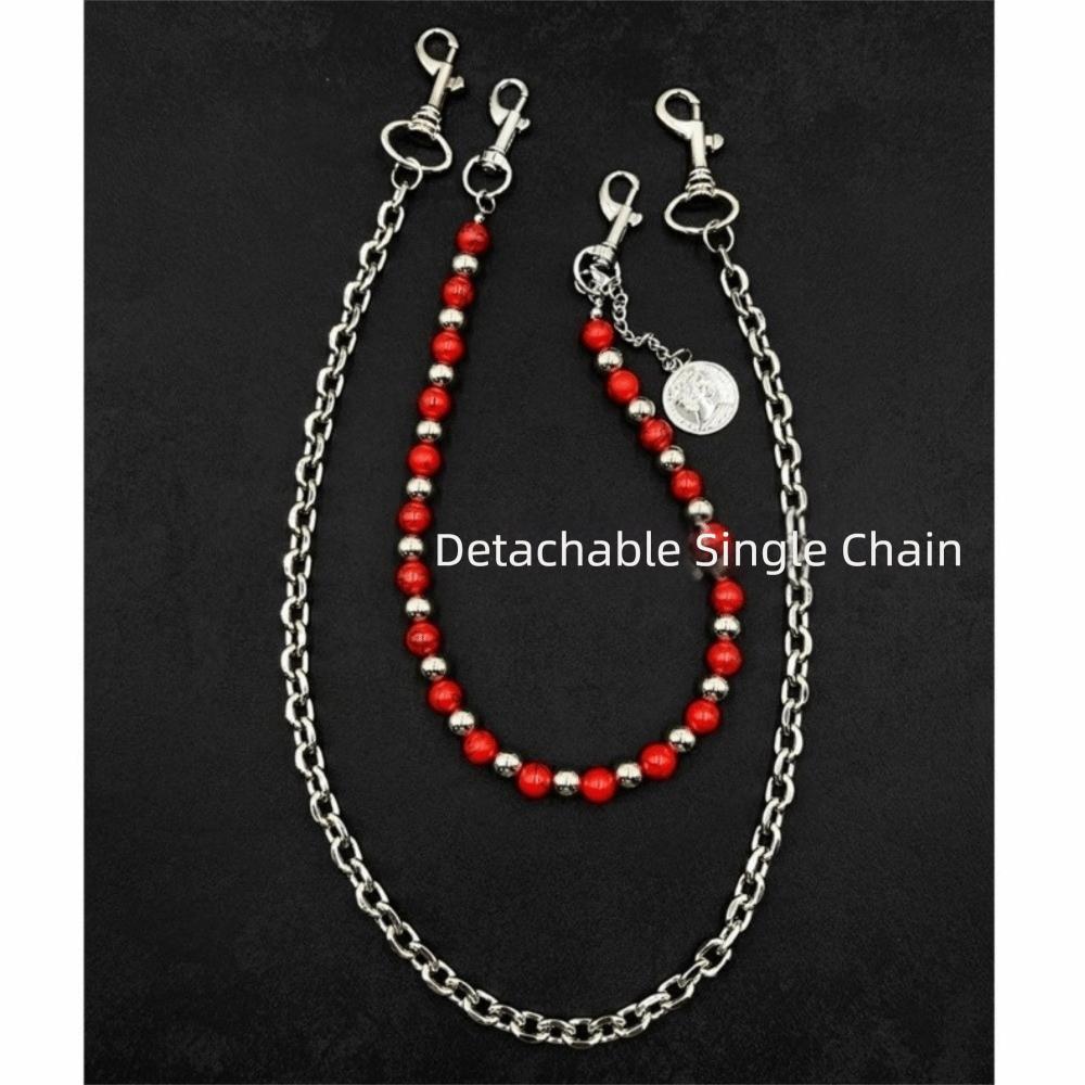 Punk Jeans Chain Keychain Hanging Waist Chain New Pants Belt Chain  Gifts красный