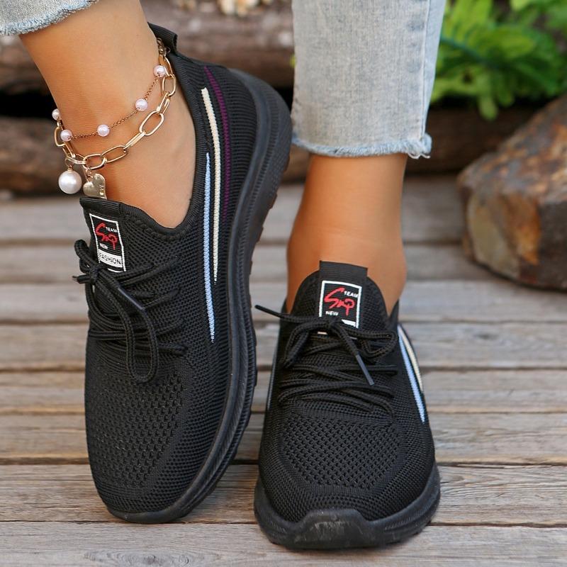 

Fashion 2025 Fashion Front Lace-up Women s Vulcanize Shoes New Mesh Soft Bottom Outdoor Slip-Resistant Casual Comfortable Casual Shoes 36 чёрный