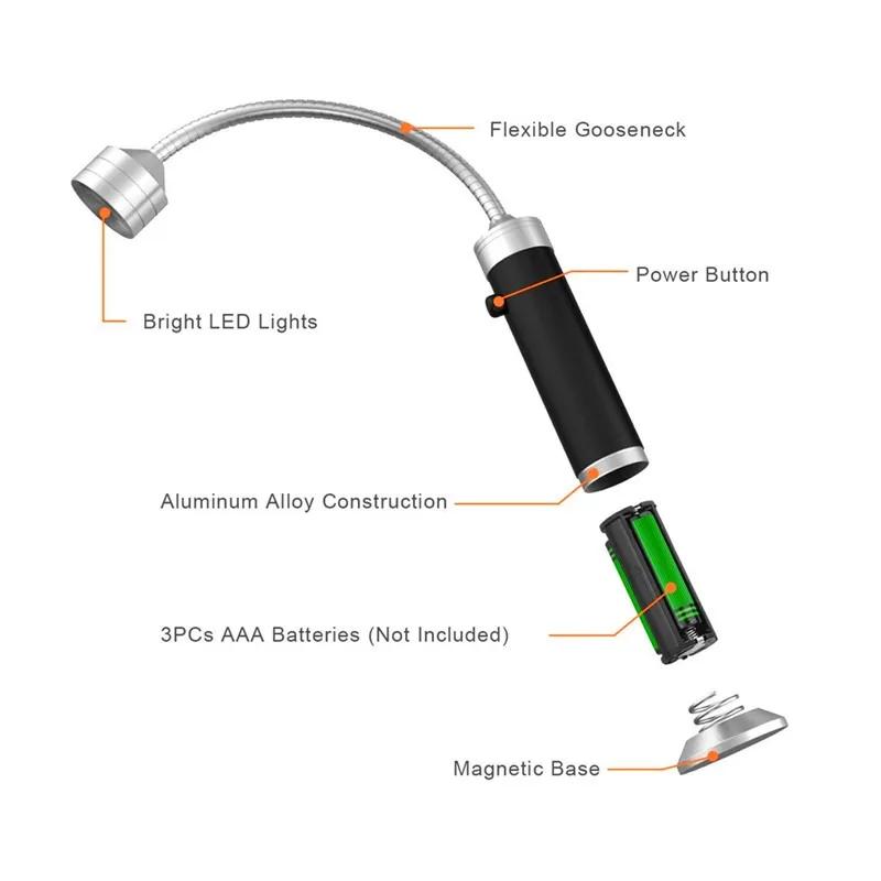 Přenosná magnetická LED grilovací světla s otočením o 360 stupňů pro venkovní grilování, 2 ks
