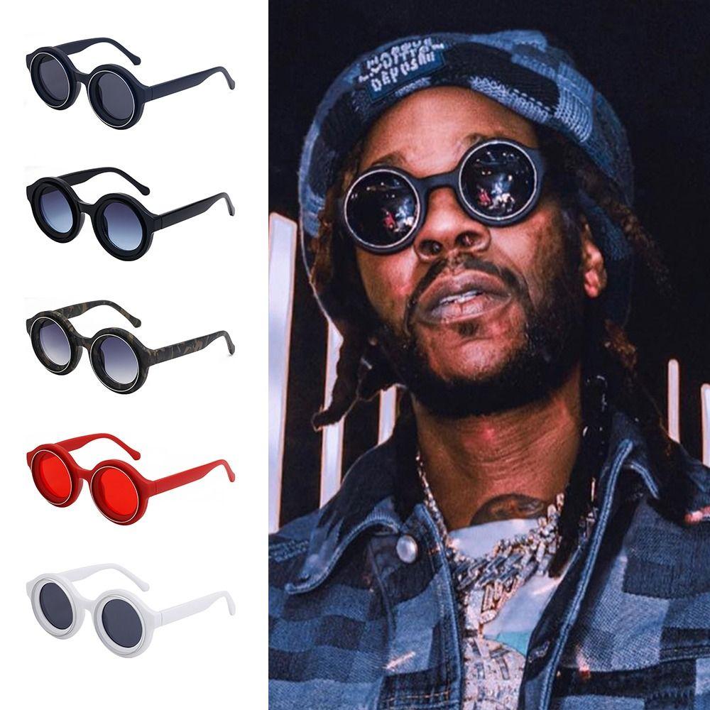 Punk Round Frame Sun Glasses Luxury Hip Hop Shades Trendy Steampunk Sunglasses for Women & Men