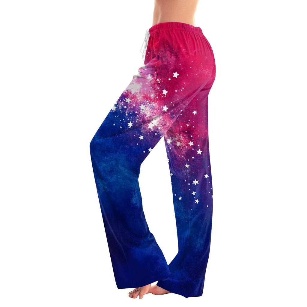 Women's Casual Fashion Comfort Pajama Pants Print Drawstring Pants Full Length Long