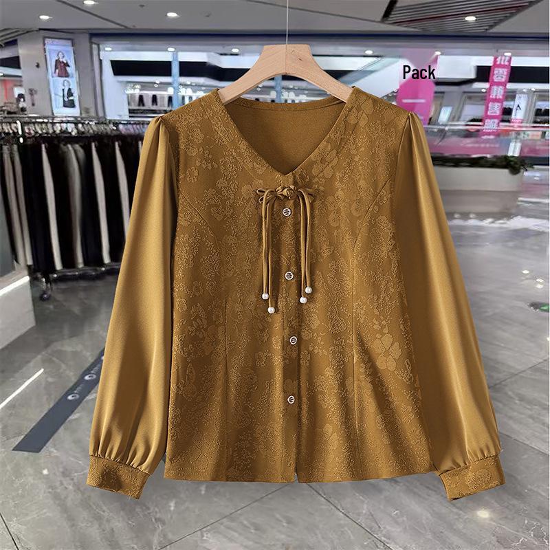 Retro V-neck Frog Button Tassel Top - National Style Seven-Sleeve Summer Shirt 6XL