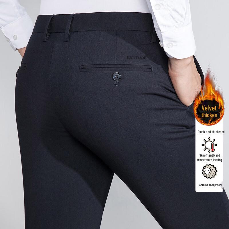 

MONTAGUT Men s Merino Wool Plush Straight Casual Pants 36