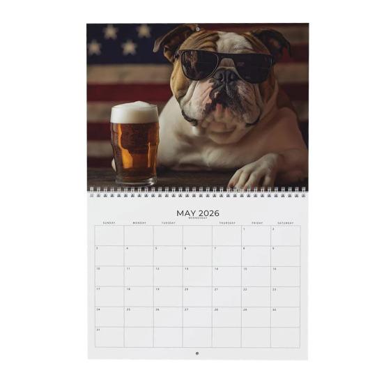Bulldogs And Beer 2026 Wall Calendar 12-Month Themed Planner with Coil