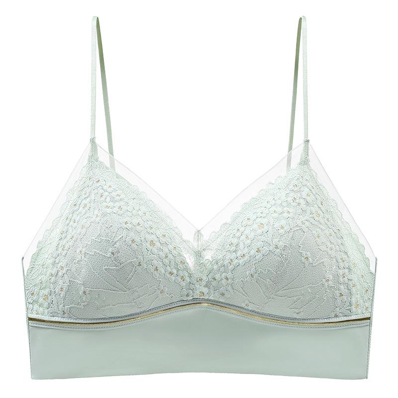 Sexy French Triangle Cup Light and Thin Gathering Seamless Back Lace Collection Breast Sling Seamless Bra Cover