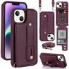 Crossbody Wristband Wallet Leather Cards Solt Case for iPhone 17 16 Pro Max 15 14 12 13 XS Plus SE 2022 Pocket Purse Lanyard Bag