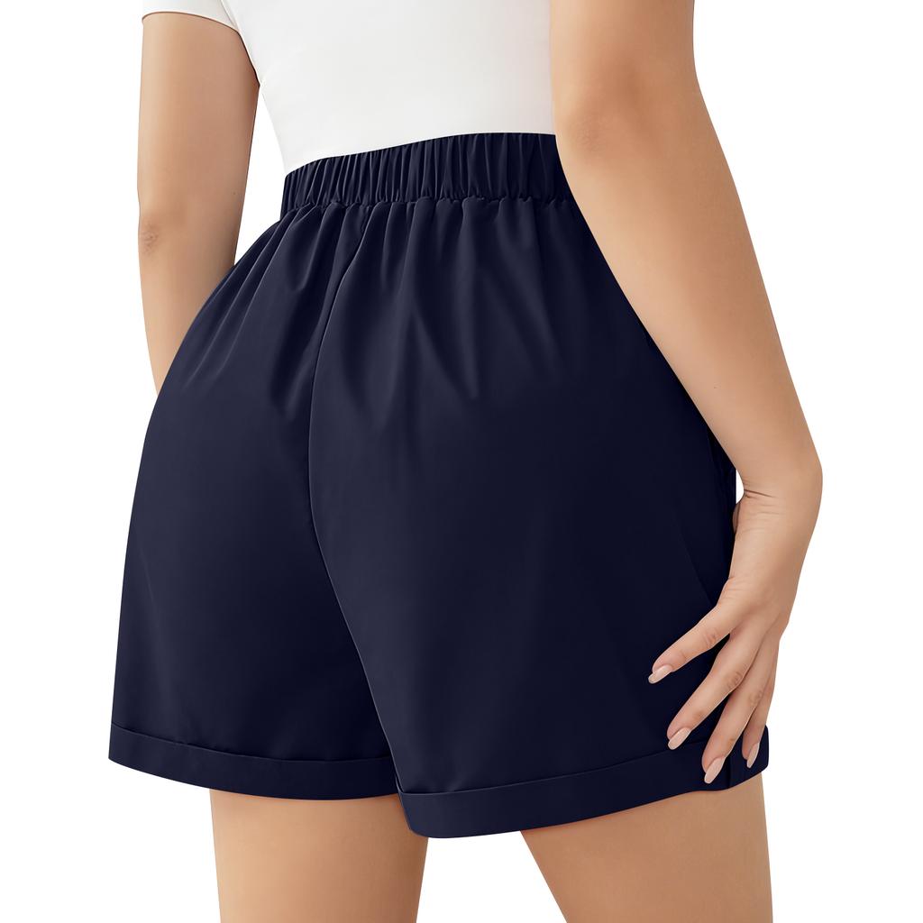 Women Casual Drawstring Waist Shorts with Pockets Relaxed Fit Lightweight Fabric Versatile Everyday Wear for Summer Spring
