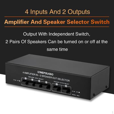 Speaker Switcher 4 Input 2 Output Power Amplifier Sound Distributor