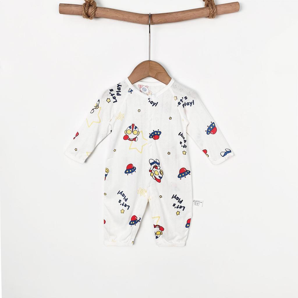 Baby Langarm-Bodysuit aus Bambusfaser: 3-24 Monate, Atmungsaktiver Druckknopf im Schritt, Nahtlos für den Sommer
