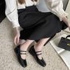 Shoes for Women Fashion One-word Buckle Women's Flats Spring Square Toe Solid Shallow Mouth Dress Daily Mary Jane Shoes