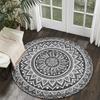 Mandala Runder Teppich Modern Flanell Waschbar Runde Matte Rutschfest Innenraum Bohemian Grau Büroteppich