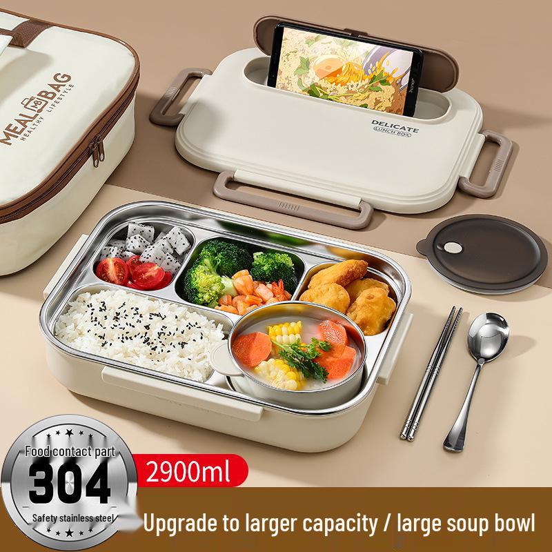 Microwave-Safe 304 Stainless Steel Lunch Box with Lid for Students
