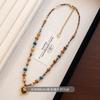 18K Gold Stainless Steel Chokers Boho Mix Color Natural Stone Tiger Eyes Beads Irregular Heart Pendant Necklaces for Women