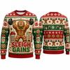 Goaty And Bright Christmas  Unisex Sweatshirt Funny Goat 3D Printed Crewneck Long Sleeve Unisex Ugly Xmas Sweater Holiday Party Pullover