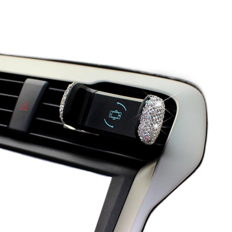 Diamond-Studded Car Phone Holder: Air Vent & Suction Cup, Universal Multifunctional Mount for Women