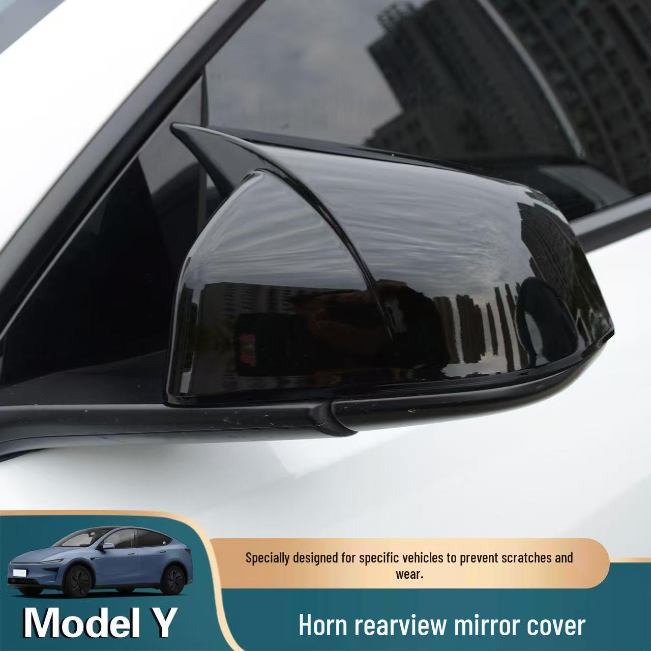 Tesla Model Y/YL Rearview Mirror and Reversing Mirror Cover Modification Glossy Black